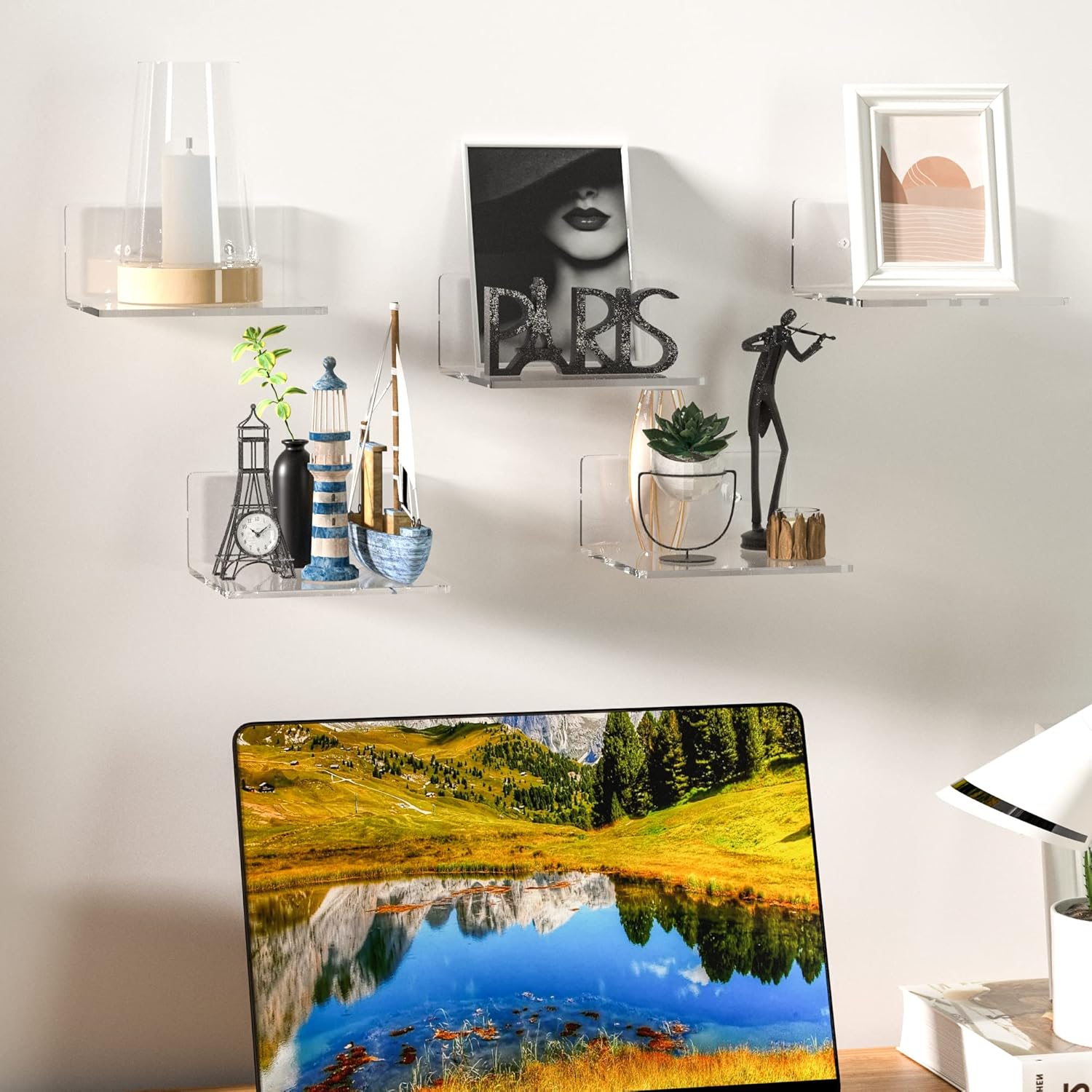 6 Inches Acrylic Floating Shelves 2 Pack