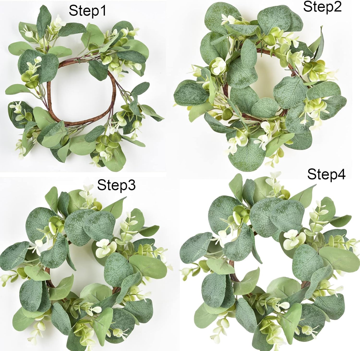 LSKYTOP 2 Pcs Eucalyptus Wreath for Kitchen Farmhouse Decor