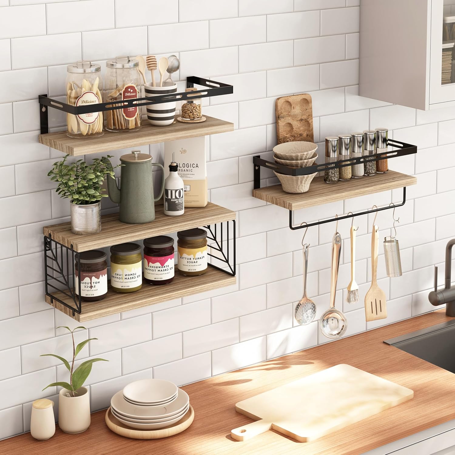 Fixwal 31 Floating Bathroom Shelf Over Toilet with Towel Bar
