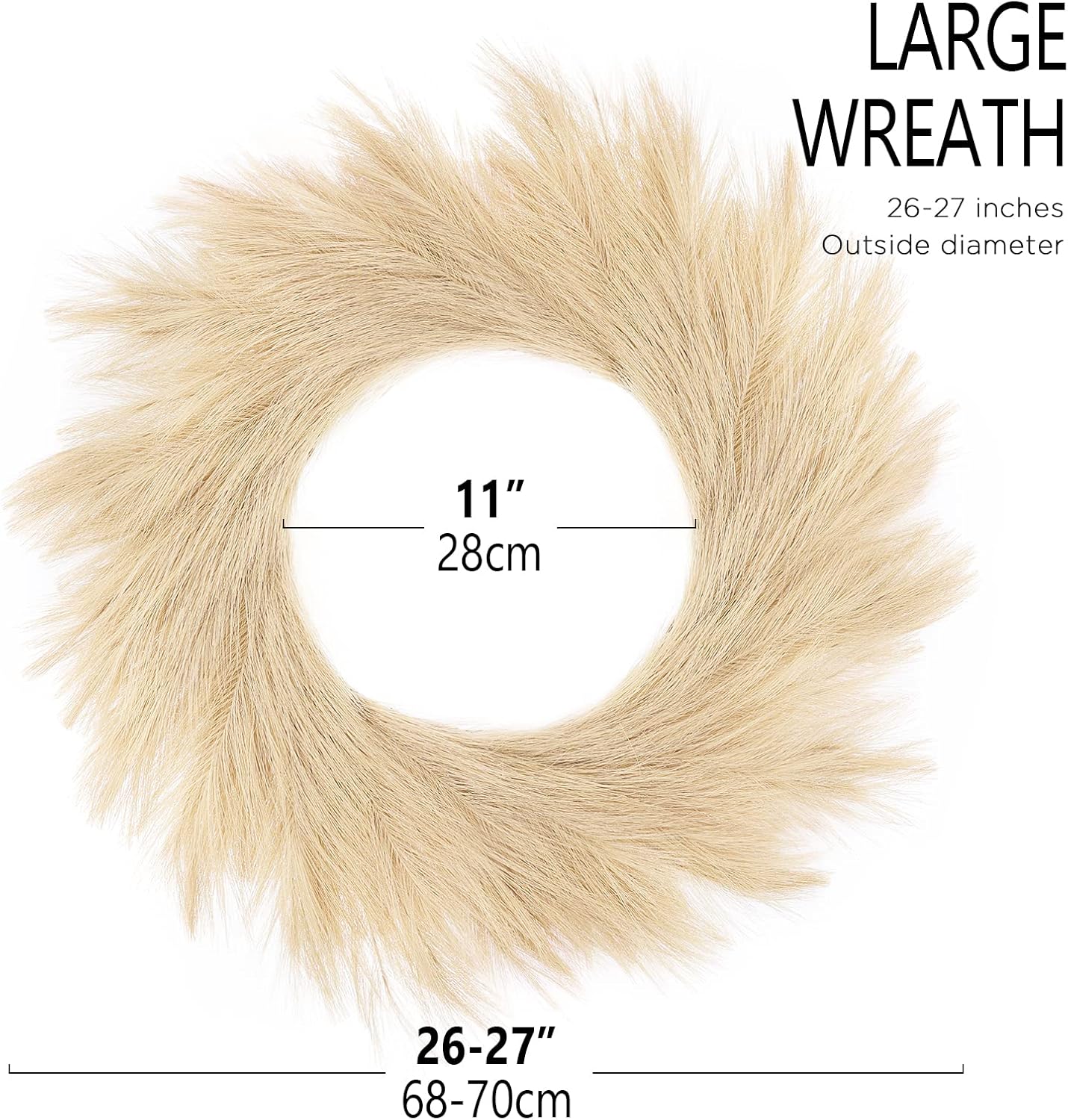 Hananona Artificial Pampas Grass Wreath 26 Beige