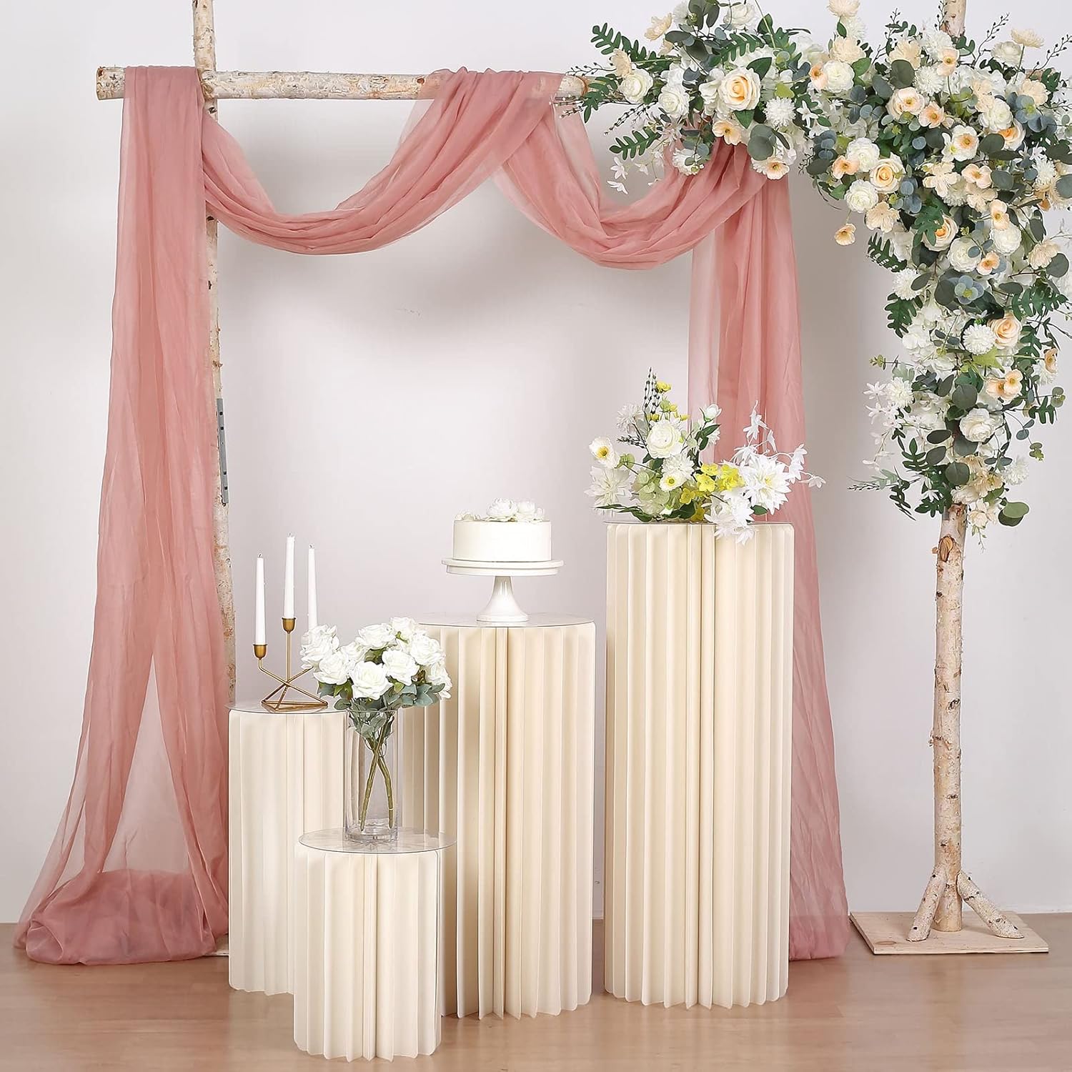 Efavormart 40 Inch Ivory Accordion Folding Pedestal Box