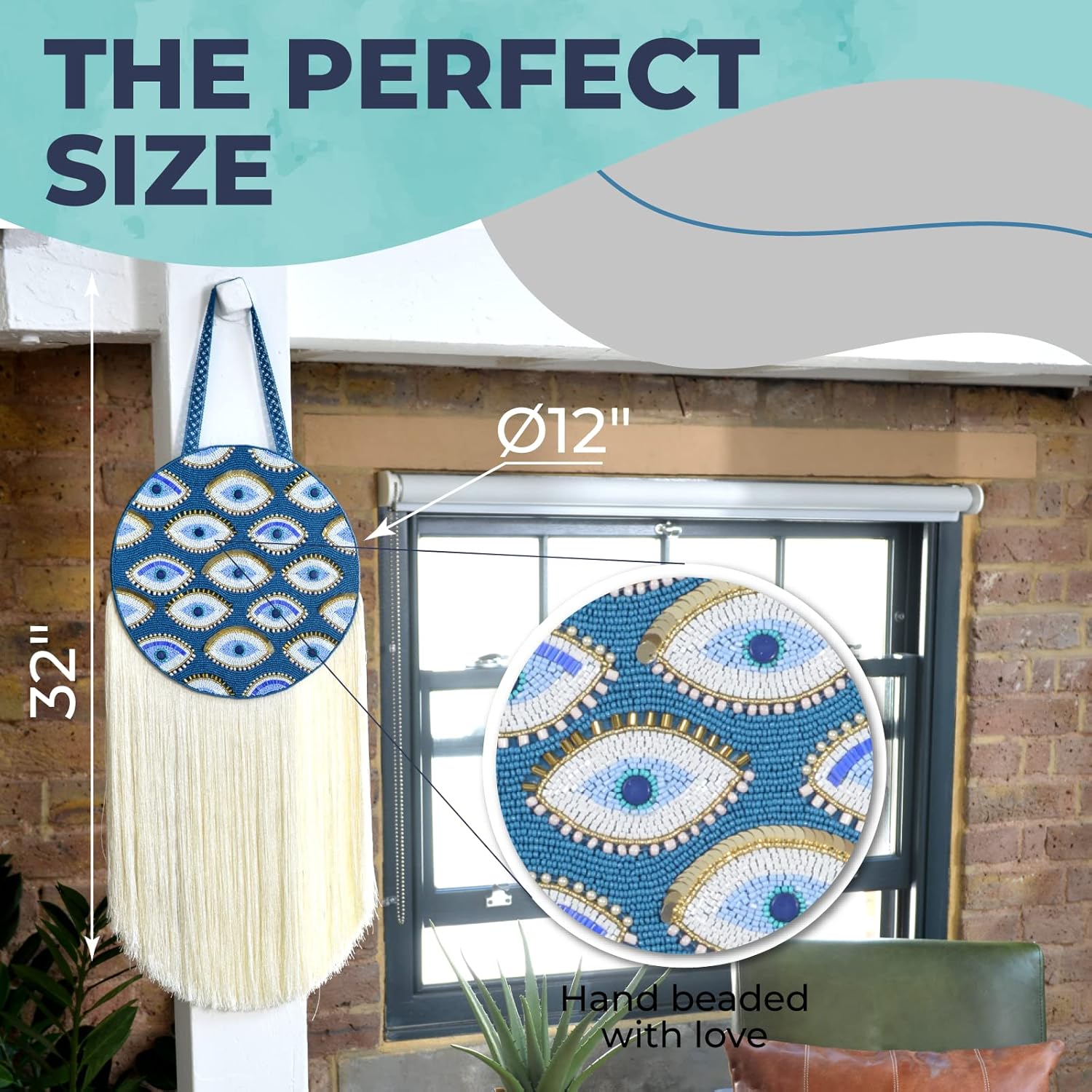Walbrook Evil Eye Wall Decor - Boho Beaded Turkish Style