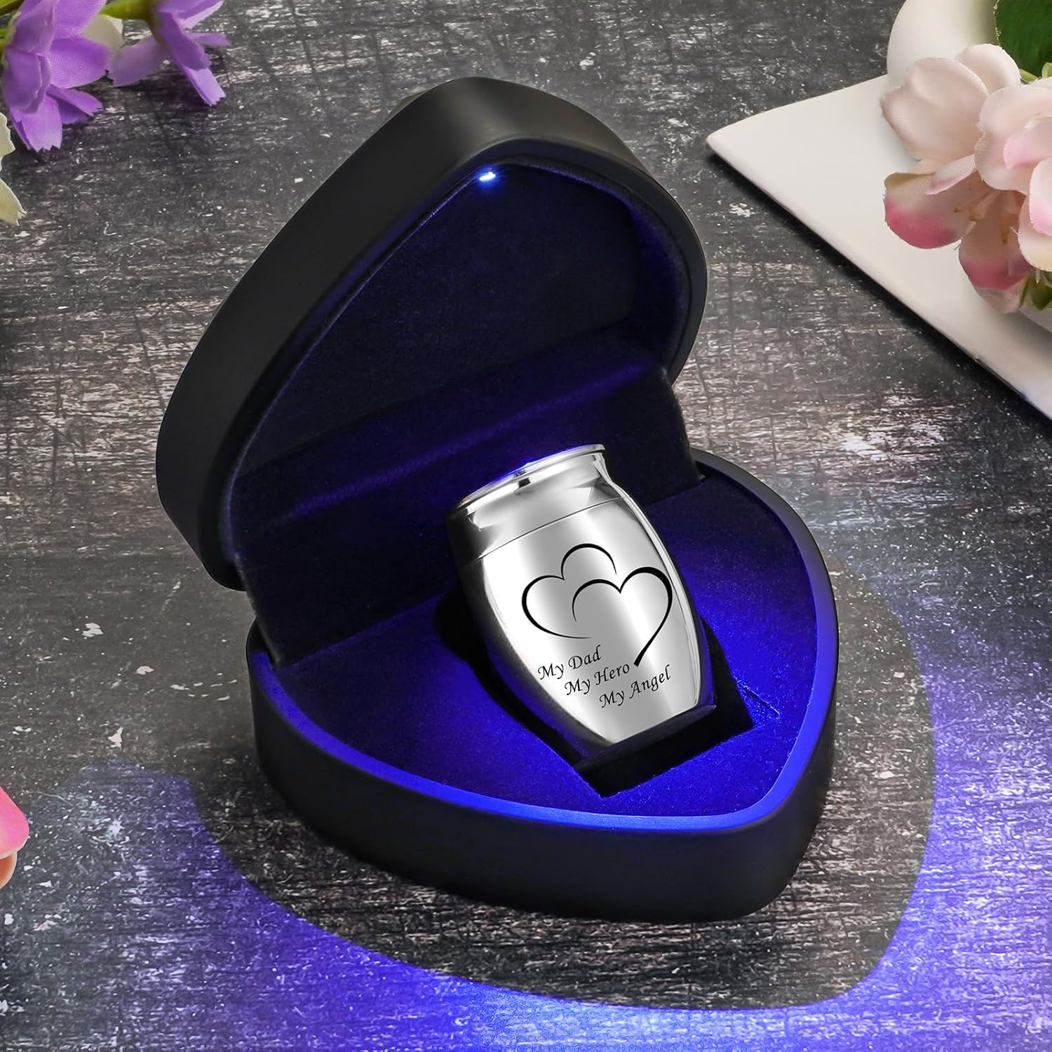 Dletay 157 Inches Heart Box Cremation Urn for Ashes