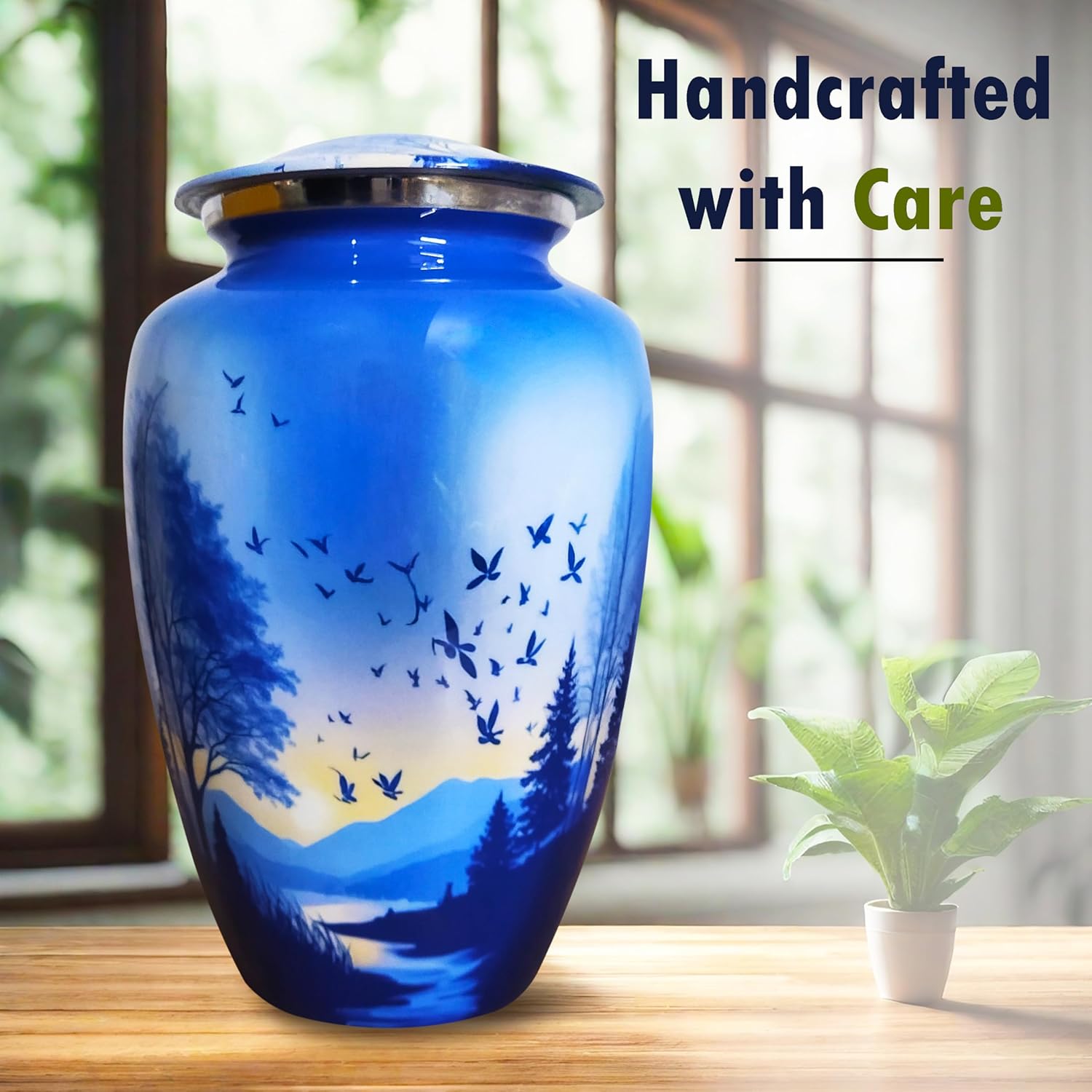 Artsymade Heaven Scenery Cremation Urn - Blue 200 Cubic Inches