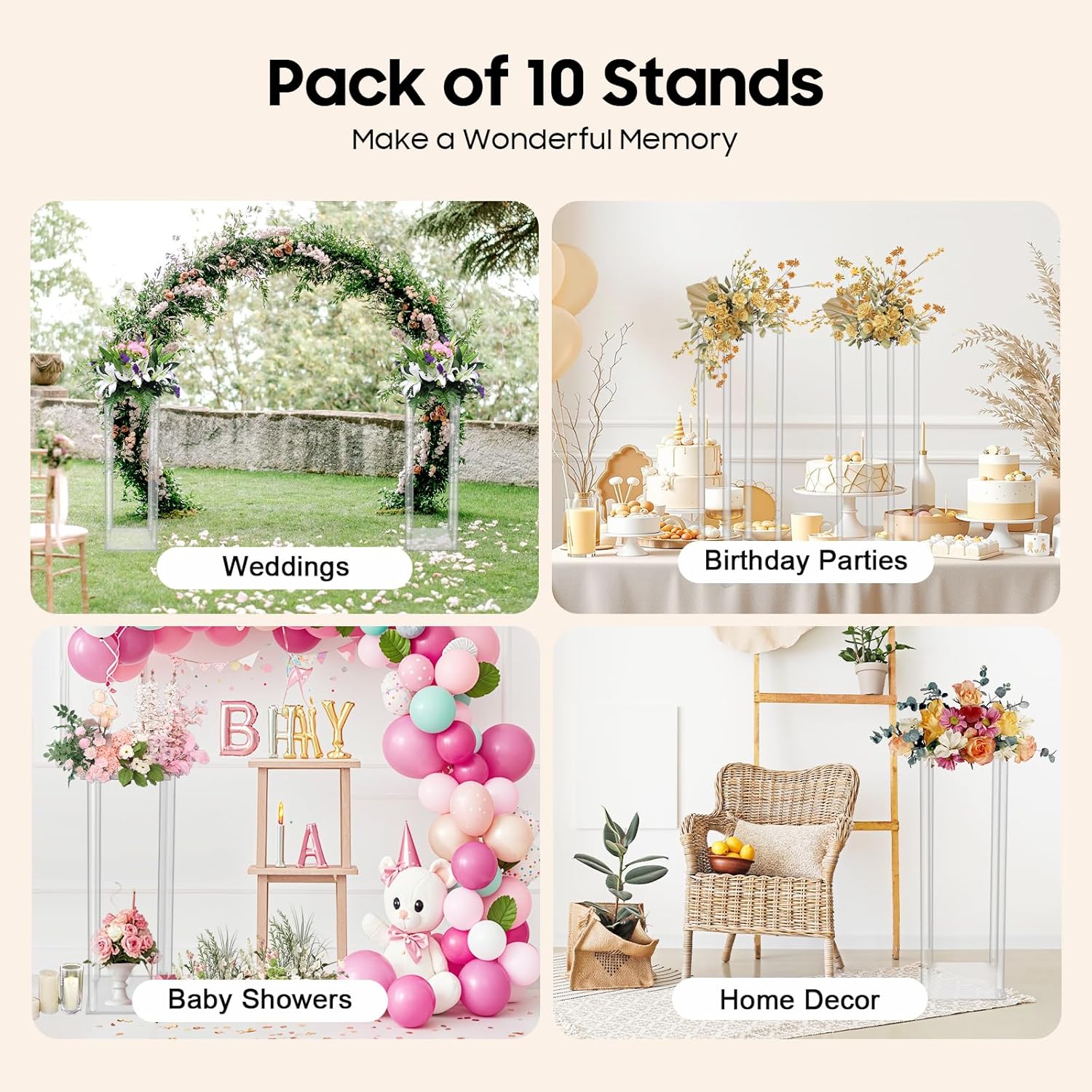 10PCS 23 6 Inch Acrylic Wedding Flower Stand