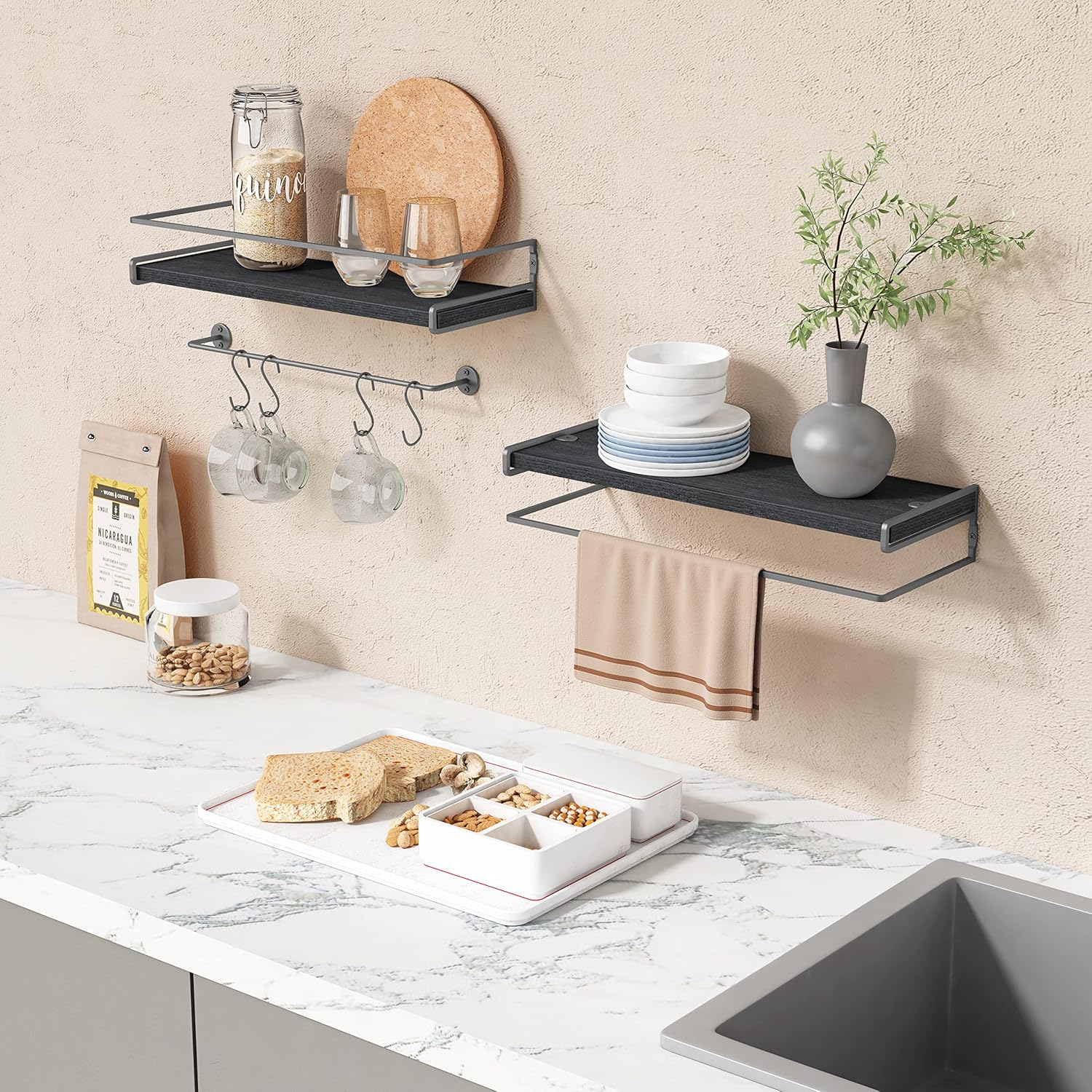 Forbena Floating Shelves Set of 2 for Bathroom and Kitchen