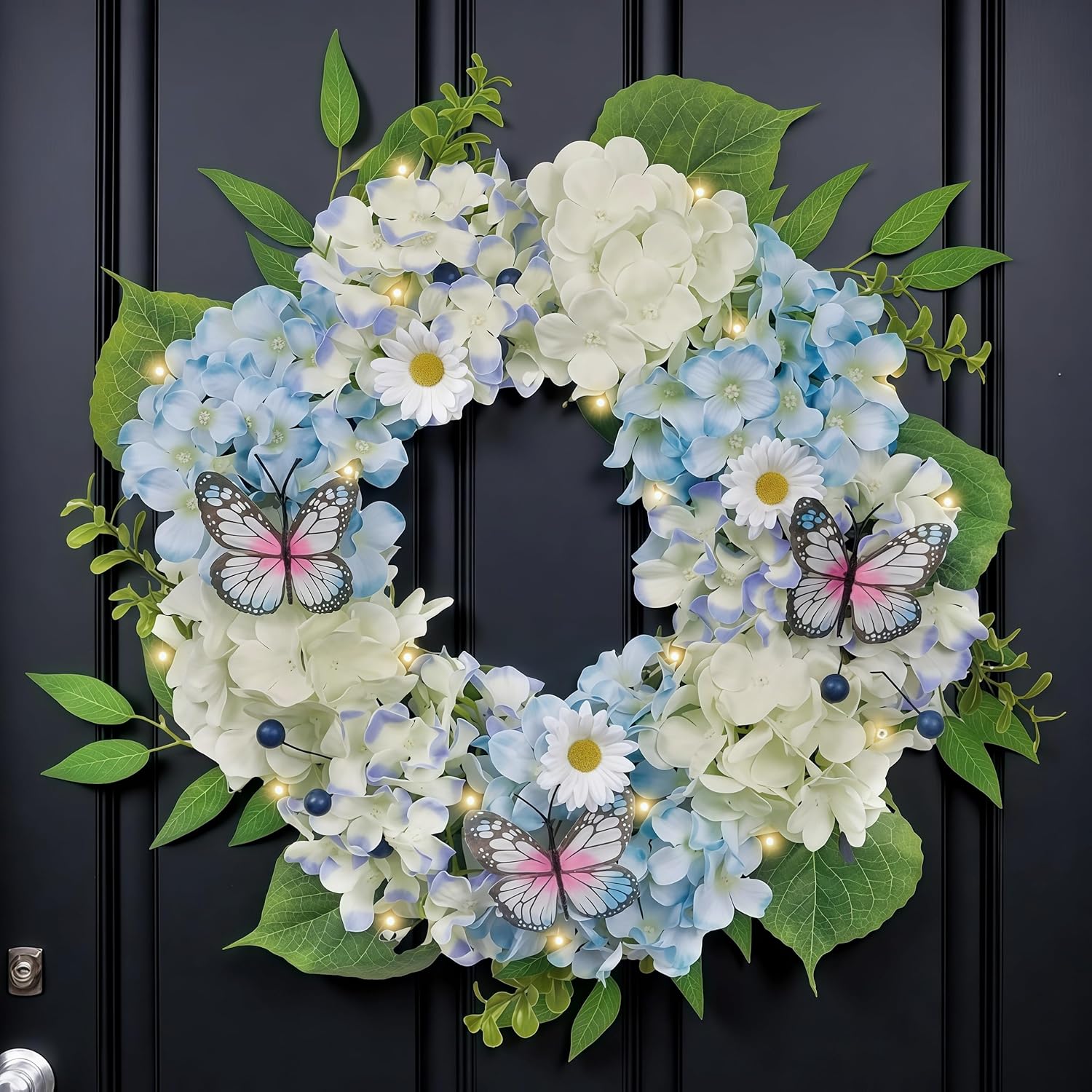 Valery Madelyn Spring Summer Wreath with Lights 18 Inch