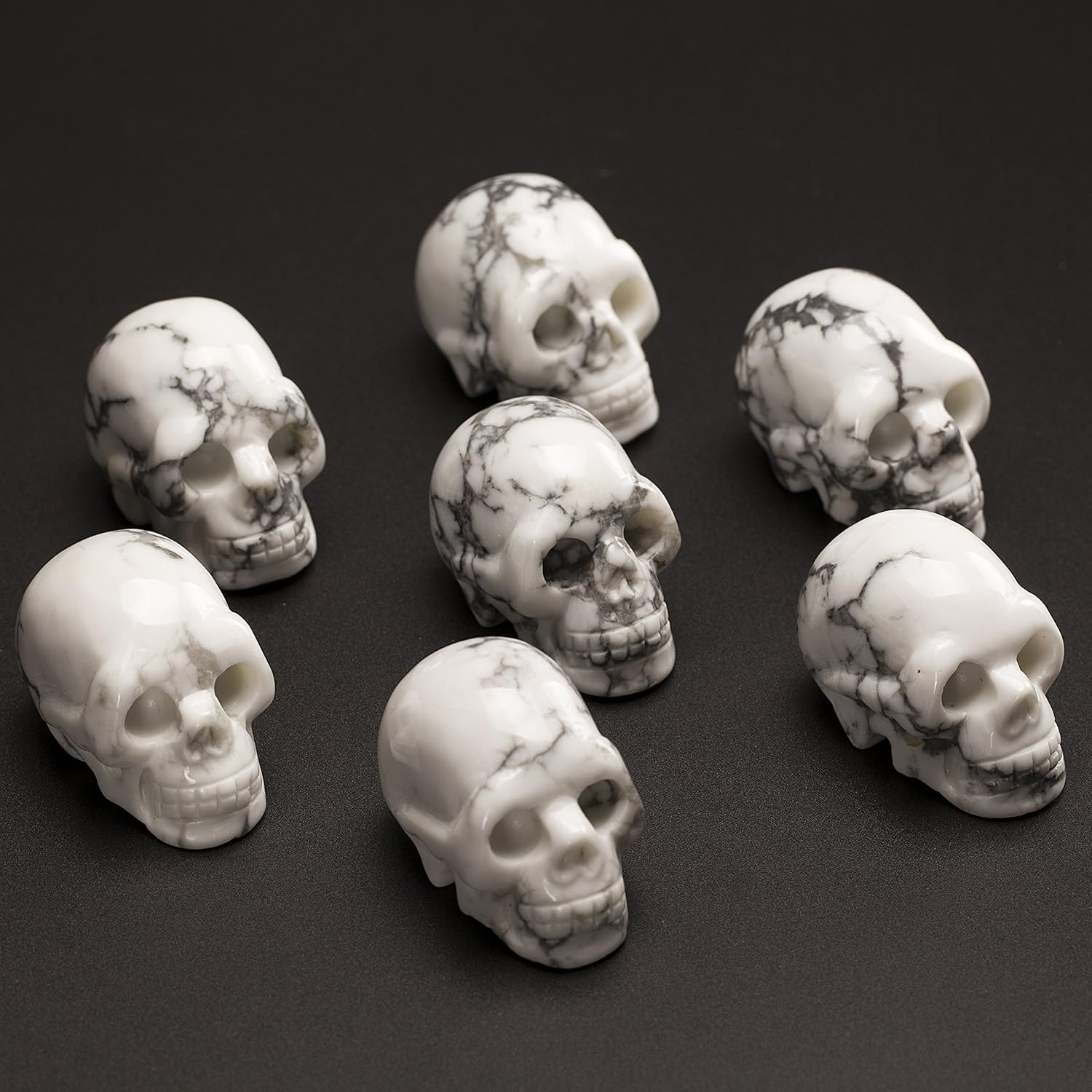 20 Inch Natural Carved Skull Healing Stone Statue Collectible Figurine
