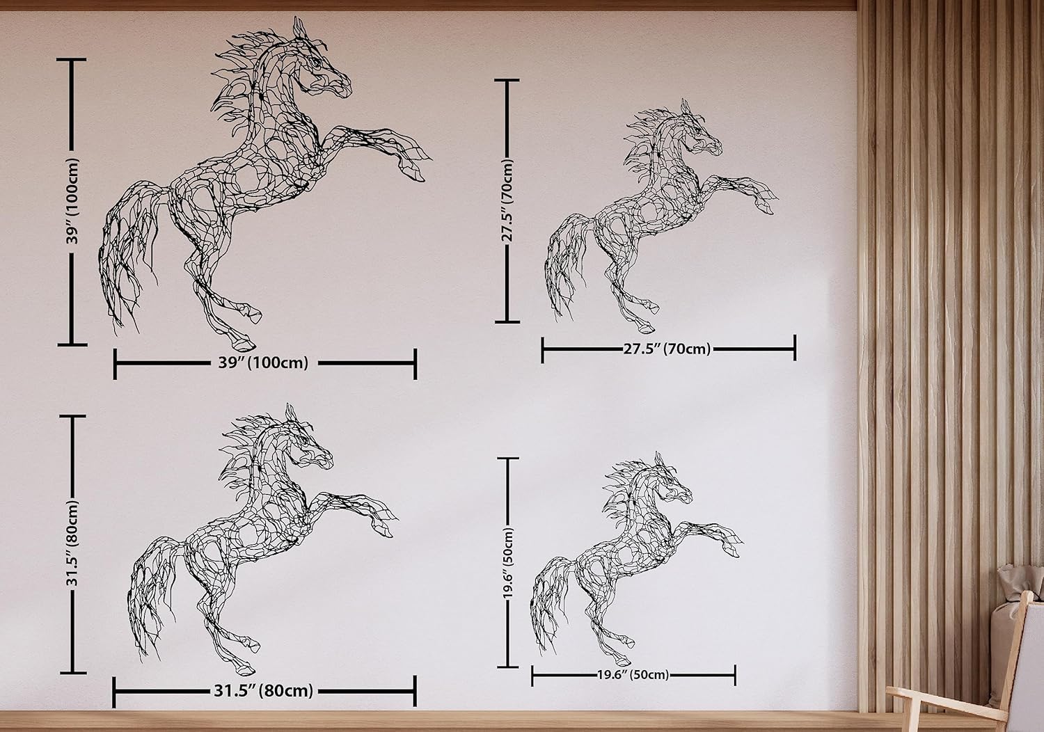 DecoSoul 3D Shadow Metal Horse Wall Art