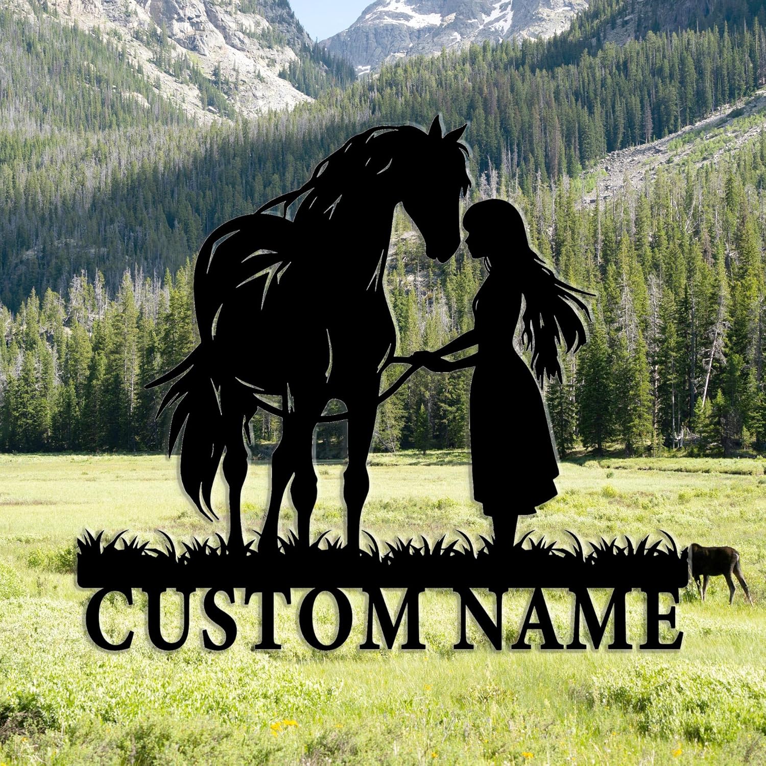 Gotstorms Customizable Horse and Silhouette Metal Wall Art 8-24 Inch LED Light Option