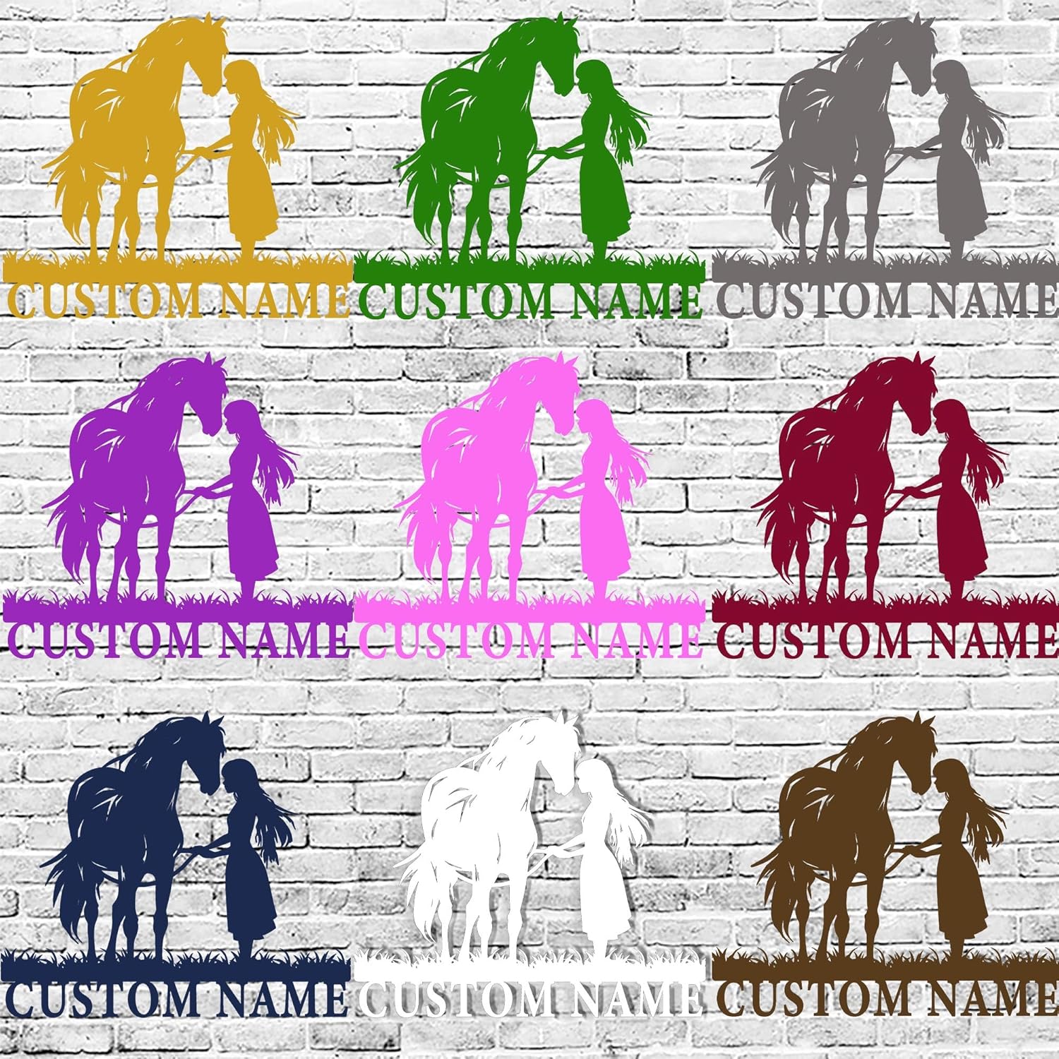Gotstorms Customizable Horse and Silhouette Metal Wall Art 8-24 Inch LED Light Option
