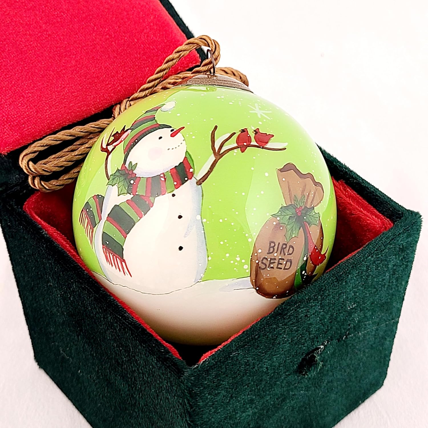 Snowman Feeding Birds LiBien Glass Collectible