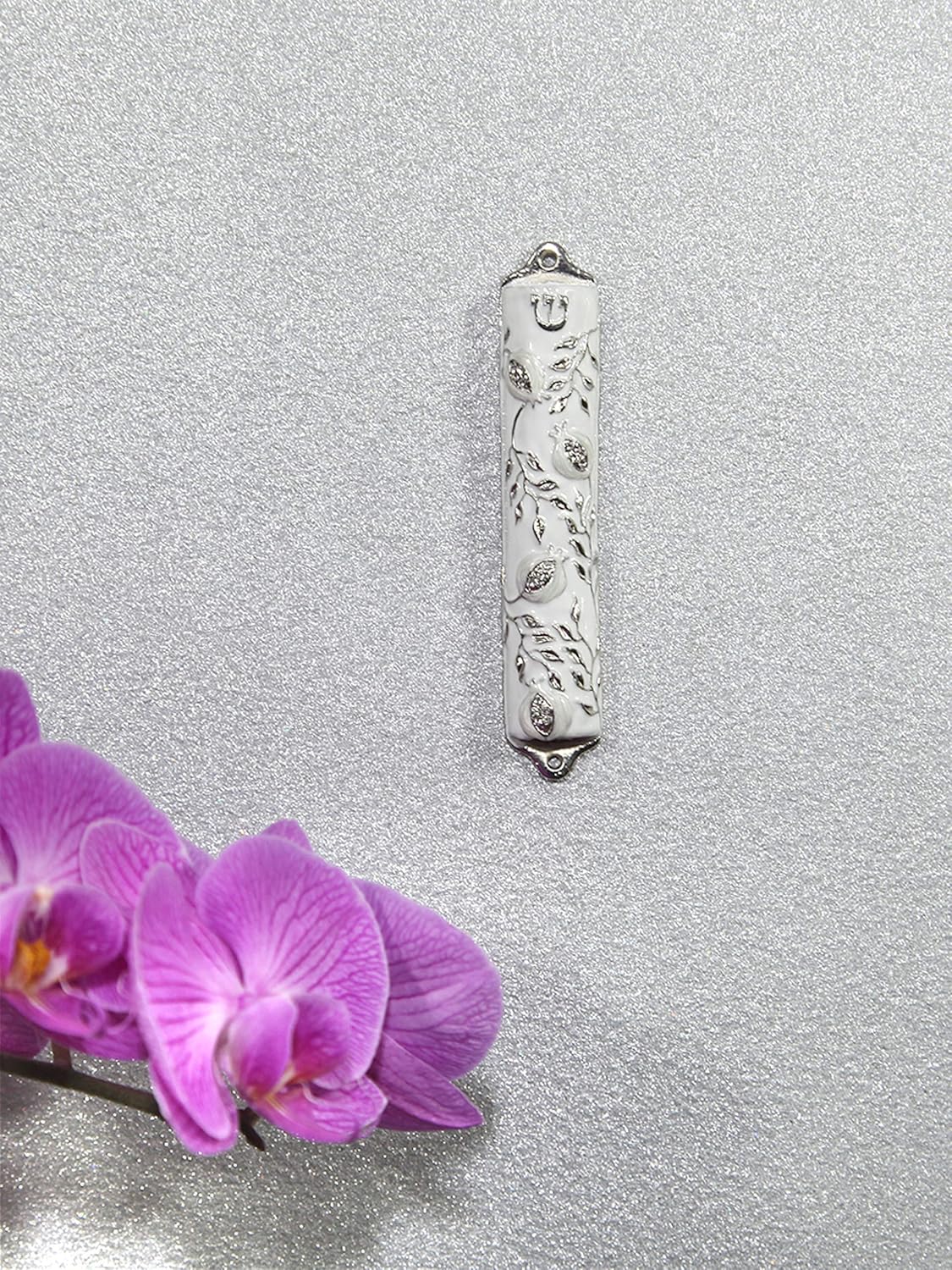Mezuzah Case Pomegranate Tree Pewter 4 Inch Wedding