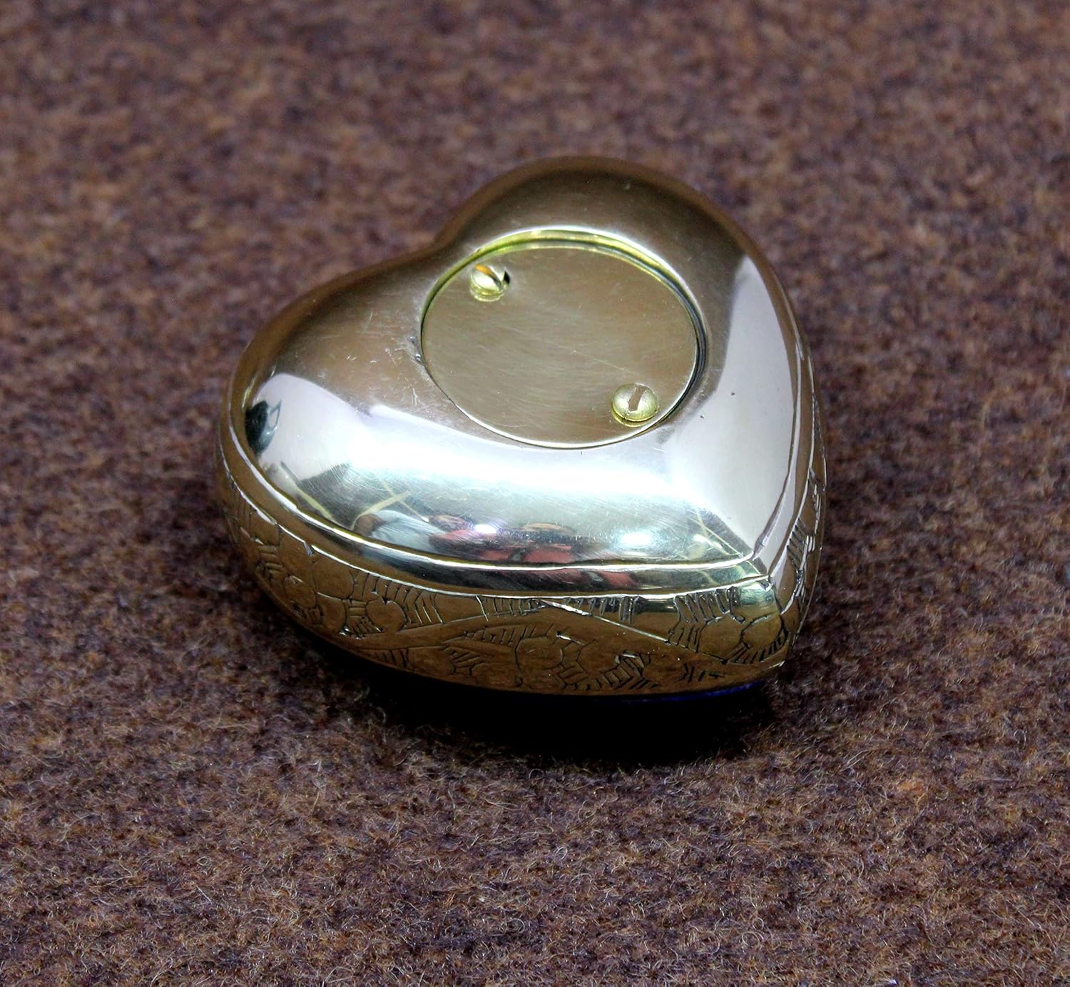 eSplanade Brass Mini Cremation Urn Heart-Shaped Container with Stand Blue 275 Inches