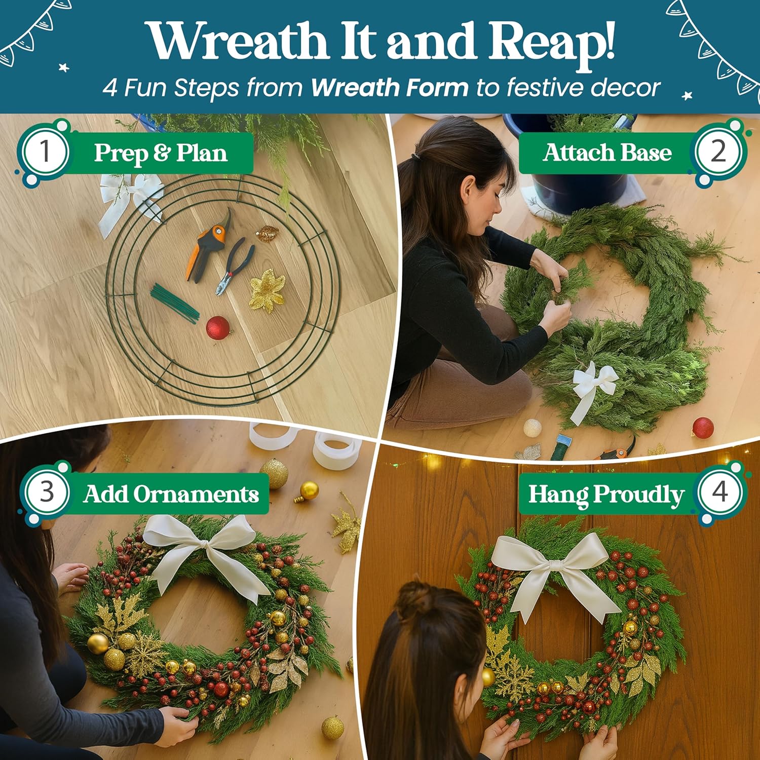2-Pack 14 Inch Round Metal Wreath Frame