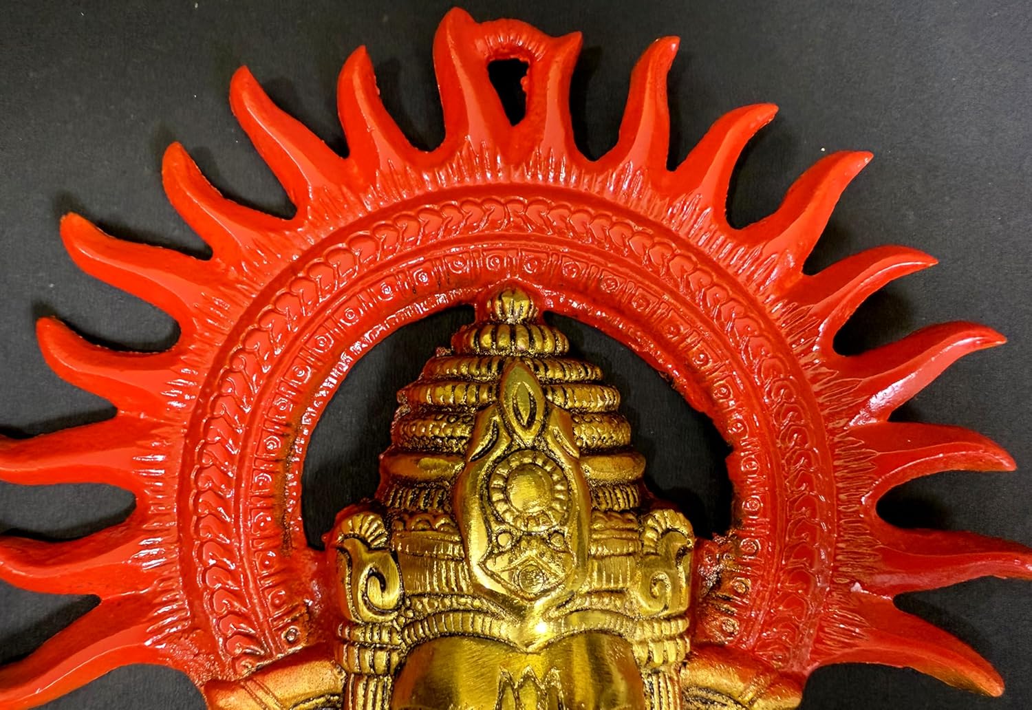 Ganesha Wall Hanging Decor 8 Inch Brass Sculpture