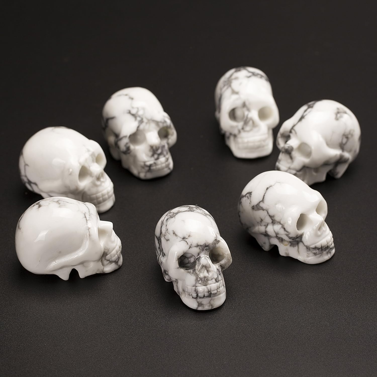 20 Inch Natural Carved Skull Healing Stone Statue Collectible Figurine