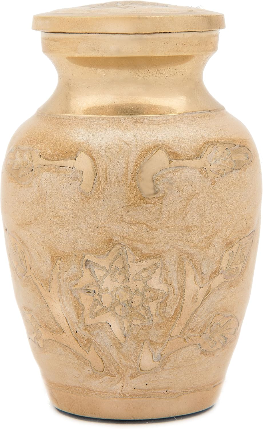 Casket Depot Eternity Cream Gold Engraved Brass Urn